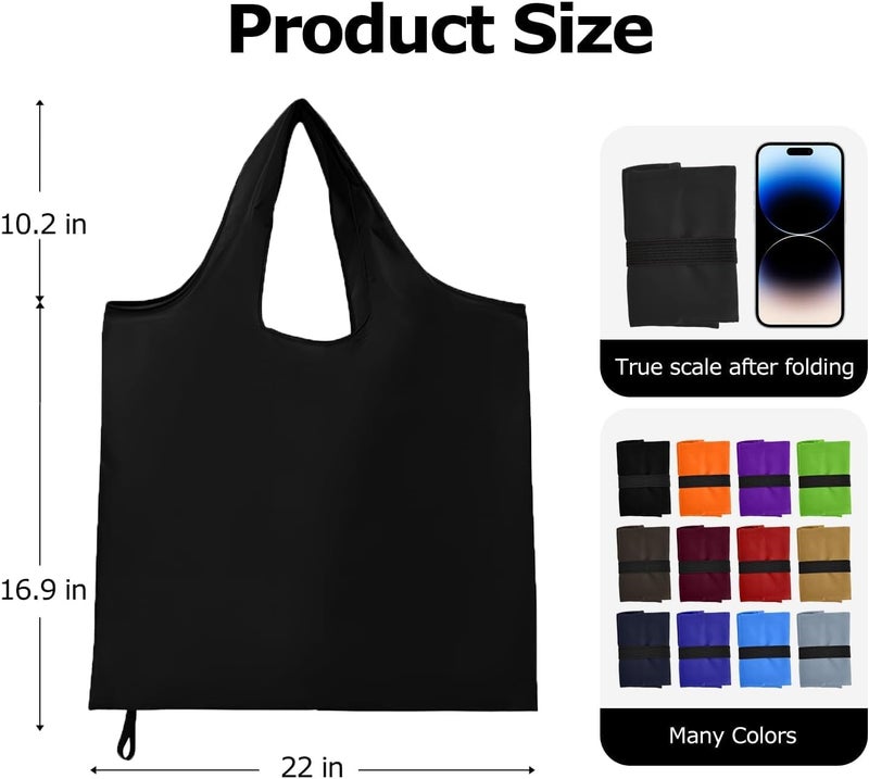 Criyar Foldable Shopping Bag, Washable Reusable Grocery with Holder, Nylon Tote Bags - Image 2